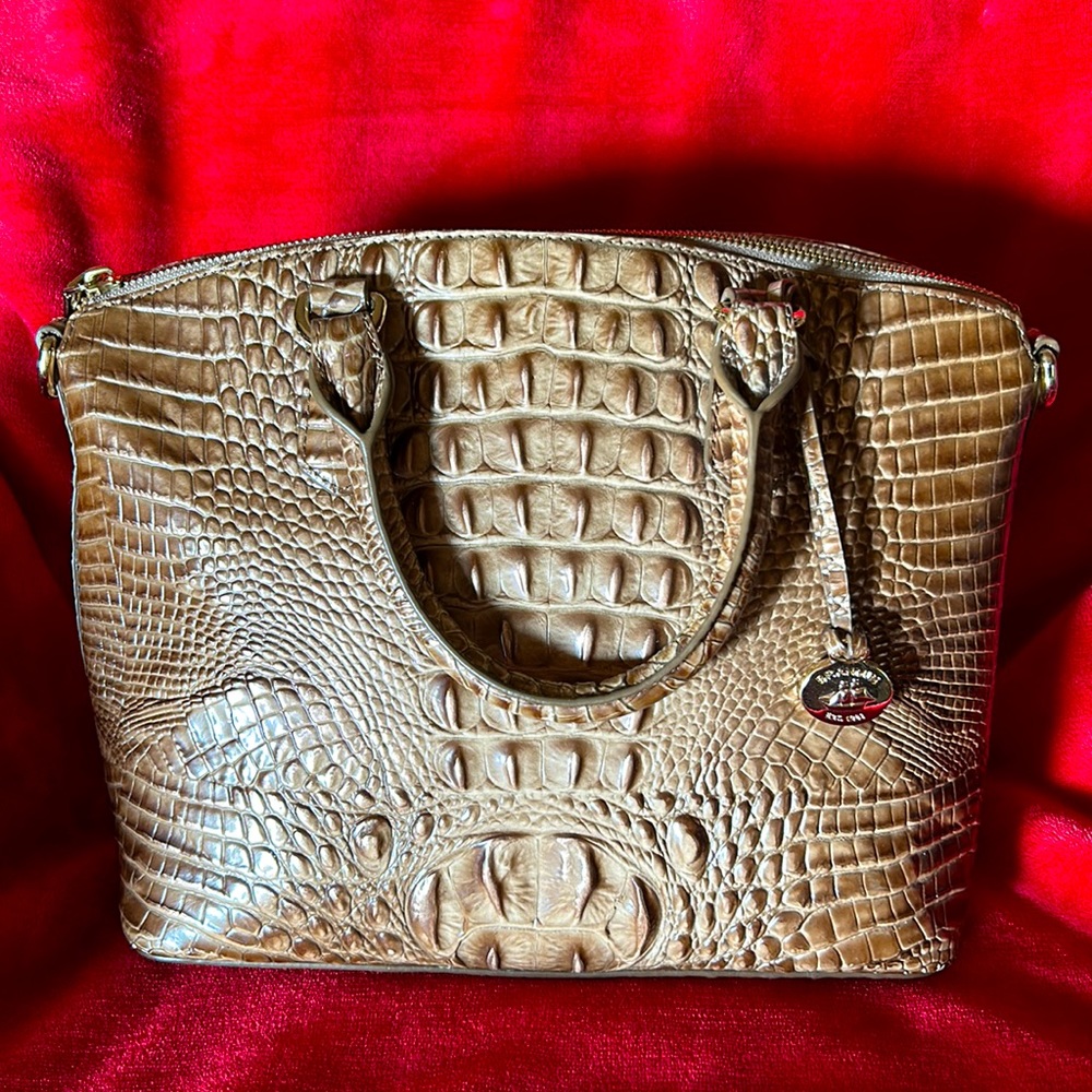 Brahmin Satchel in Tan with Shoulder Strap